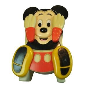 Vintage Illco Pre School Windup Musical Mickey Mouse Peek-A-Boo Toy